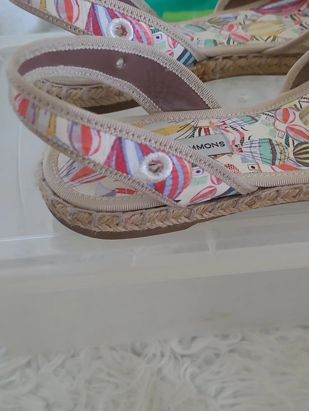 Women’s Beige Espadrille Slingback Sandals with Multicolor Print